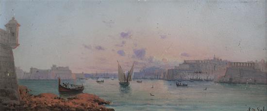 Luigi Maria Galea (1847-1917) Views of Valetta Harbour, Malta, 5.75 x 13.25in.